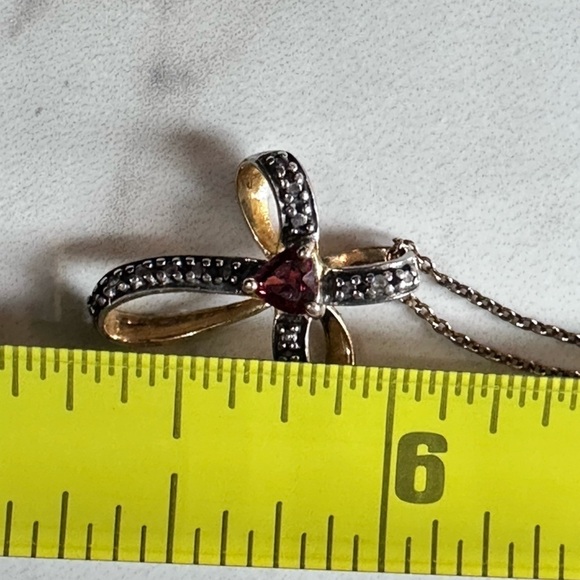 CROSS PENDANT NECKLACE GEMSTONE AND MARCASITE GOLD OVER STERLING PETITE 5509 L - Picture 9 of 12